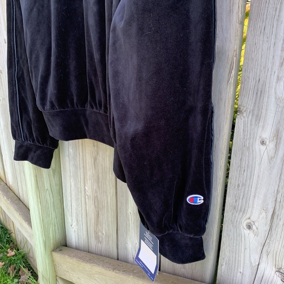 Champion Velour Satin Trim Half Zip Sweatshirt Black, Women's size L - Picture 6 of 15